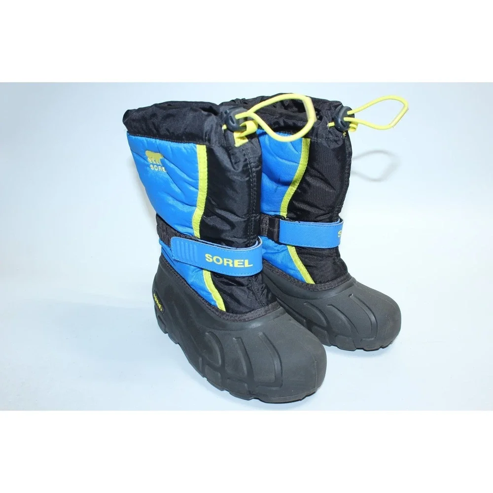 SOREL Flurry Youth Kids Insulated Winter Waterproof Snow Boots Blue-Black Size 1